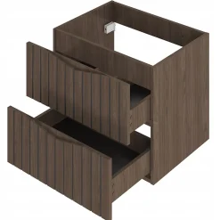 Furnidea Meuble de salle de bain sous vasque suspendu STELLA coloris noyer 60 cm façades rainurées