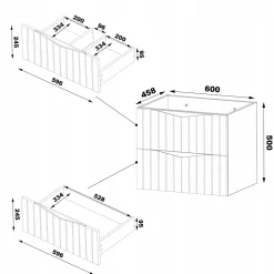 Furnidea Meuble de salle de bain sous vasque suspendu STELLA coloris noyer 60 cm façades rainurées