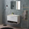 Ensemble Meuble De Salle De Bains|Kiamami Valentina Meuble De Salle De Bain Suspendu Lotto 80Cm Chêne Gris Avec Façade Blanche Et Lavabo Au-Dessus