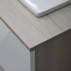 Ensemble Meuble De Salle De Bains|Kiamami Valentina Meuble De Salle De Bain Suspendu Lotto 80Cm Chêne Gris Avec Façade Blanche Et Lavabo Au-Dessus