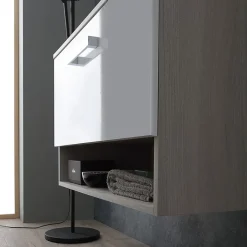 Ensemble Meuble De Salle De Bains|Kiamami Valentina Meuble De Salle De Bain Suspendu Lotto 80Cm Chêne Gris Avec Façade Blanche Et Lavabo Au-Dessus