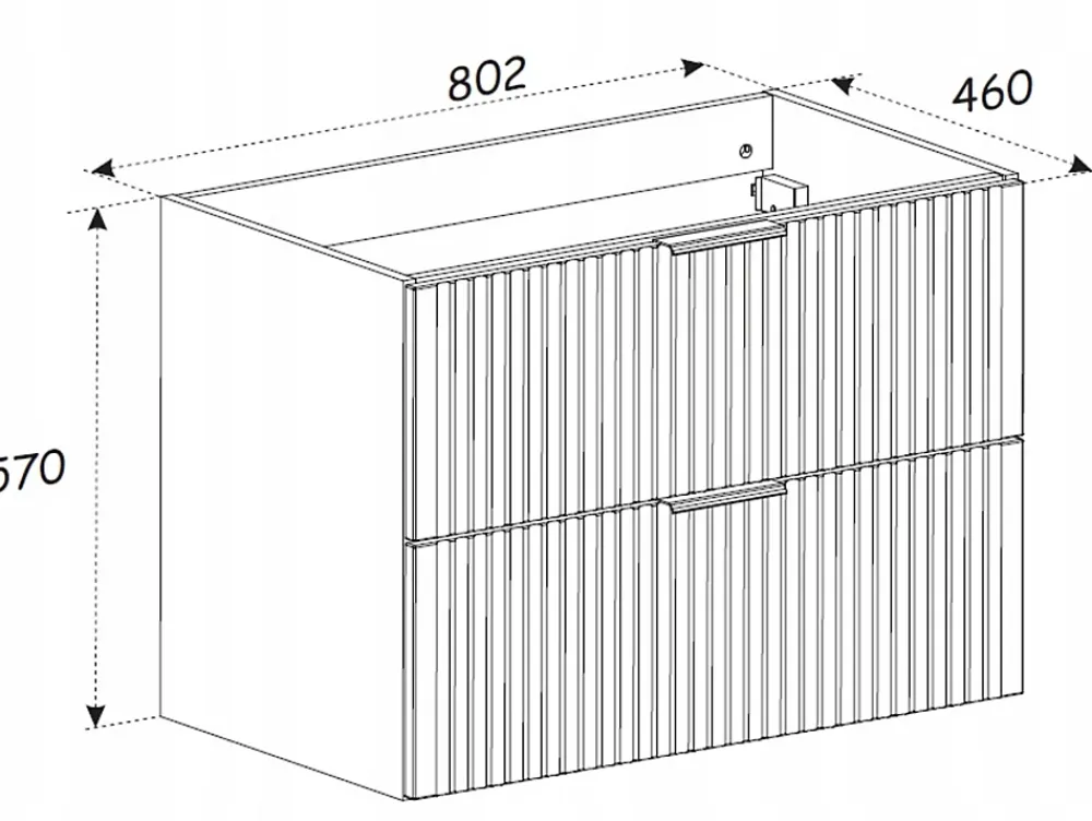 Furnidea Meuble de salle de bain suspendu sous lavabo ADEL CHÊNE 80 cm