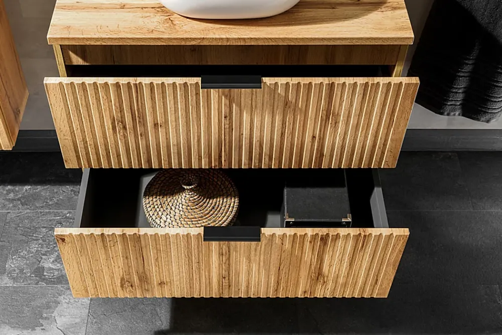 Furnidea Meuble de salle de bain suspendu sous lavabo ADEL CHÊNE 80 cm