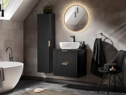 Meuble Sous Lavabo|Furnidea Meuble de salle de bain suspendu sous lavabo ADEL NOIR 60 cm