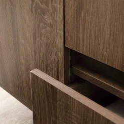 Kiamami Valentina Meuble De Salle De Bain Suspendu 120Cm, Porte Et 2 Tiroirs En Noyer Foncé, Lavabo À Poser Et Miroir 120X70 - Siena