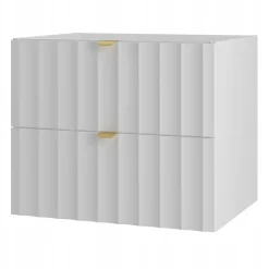 Meuble Sous Lavabo|Furnidea Meuble de salle de bain sous vasque suspendu ARCOS blanc 60 cm façades rainurées