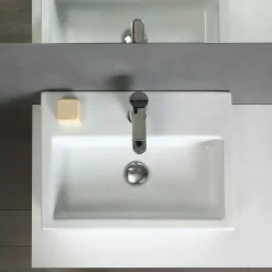 Ensemble Meuble De Salle De Bains|Kiamami Valentina Meuble De Salle De Bain Suspendu 4 Portes Chêne Naturel, Plateau Blanc, 2 Lavabos Décoratifs Et Miroir Avec Lampe - Valentina