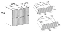 Meuble Sous Lavabo|Furnidea Meuble de salle de bain suspendu sous vasque VENA chêne 60 cm