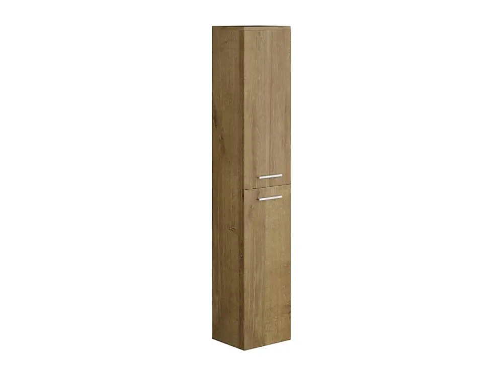 Ensemble Meuble De Salle De Bains|Vente-unique Meuble de salle de bain suspendu simple vasque avec colonne de rangement - Coloris naturel clair - 60 cm - KAYLA