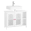 Sobuy Meuble de Salle de Bain sous Lavabo 2 Portes avec Niche et Étagère Réglable en MDF Blanc
