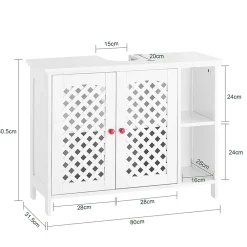 Sobuy Meuble de Salle de Bain sous Lavabo 2 Portes avec Niche et Étagère Réglable en MDF Blanc