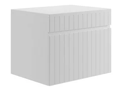 Meuble Vasque|Vente-unique Meuble de salle de bain suspendu strié blanc avec vasque ronde à poser - 60 cm - SATARA
