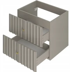 Meuble Sous Lavabo|Furnidea Meuble de salle de bain sous vasque suspendu AQUA cachemire 60 cm façades rainurées