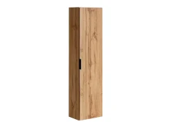 Ensemble Meuble De Salle De Bains|Vente-unique Meuble de salle de bain suspendu strié avec vasque à encastrer et colonne - Coloris naturel clair - 80 cm - ZEVARA