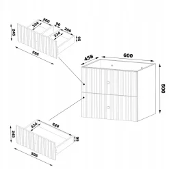 Meuble Sous Lavabo|Furnidea Meuble de salle de bain sous vasque suspendu AQUA blanc 60 cm façades rainurées