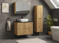 Furnidea Meuble de salle de bain suspendu sous vasque VENA chêne 80 cm