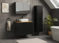 Meuble Sous Lavabo|Furnidea Meuble de salle de bain suspendu sous vasque VENA noir 80 cm