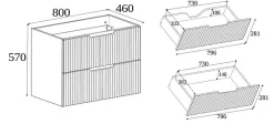 Meuble Sous Lavabo|Furnidea Meuble de salle de bain suspendu sous vasque VENA noir 80 cm