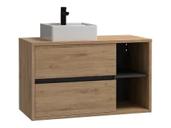 Meuble Vasque|Vente-unique Meuble de salle de bain suspendu vasque carrée - coloris naturel - 100 cm - PURNAL