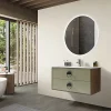 Ensemble Meuble De Salle De Bains|Luxury Bain Meuble de salle de bain simple vasque 100cm bois et vert avec miroir LED LuxuryBain-