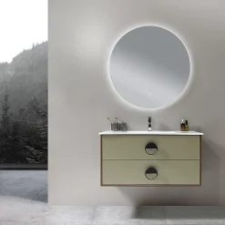 Ensemble Meuble De Salle De Bains|Luxury Bain Meuble de salle de bain simple vasque 100cm bois et vert avec miroir LED LuxuryBain-