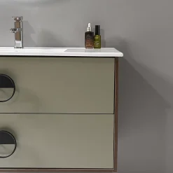 Ensemble Meuble De Salle De Bains|Luxury Bain Meuble de salle de bain simple vasque 100cm bois et vert avec miroir LED LuxuryBain-