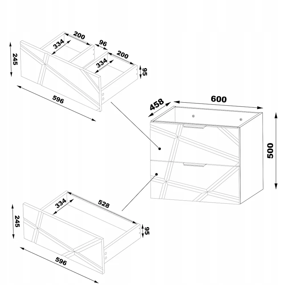 Furnidea Meuble de salle de bain sous vasque suspendu RADOM 60 cm blanc mat