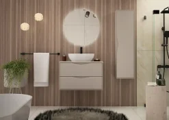 Meuble Sous Lavabo|Furnidea Meuble de salle de bain sous vasque suspendu DELCA cachemire 80 cm