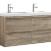 Vente-unique Meuble de salle de bain suspendu avec vasque à encastrer - Coloris naturel clair - 120 cm - QUADRA