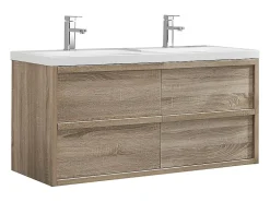 Vente-unique Meuble de salle de bain suspendu avec vasque à encastrer - Coloris naturel clair - 120 cm - QUADRA