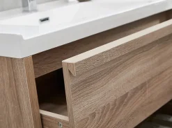 Vente-unique Meuble de salle de bain suspendu avec vasque à encastrer - Coloris naturel clair - 120 cm - QUADRA