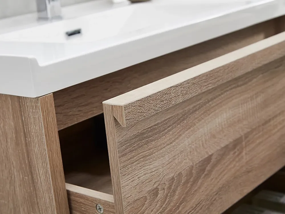 Vente-unique Meuble de salle de bain suspendu avec vasque à encastrer - Coloris naturel clair - 120 cm - QUADRA