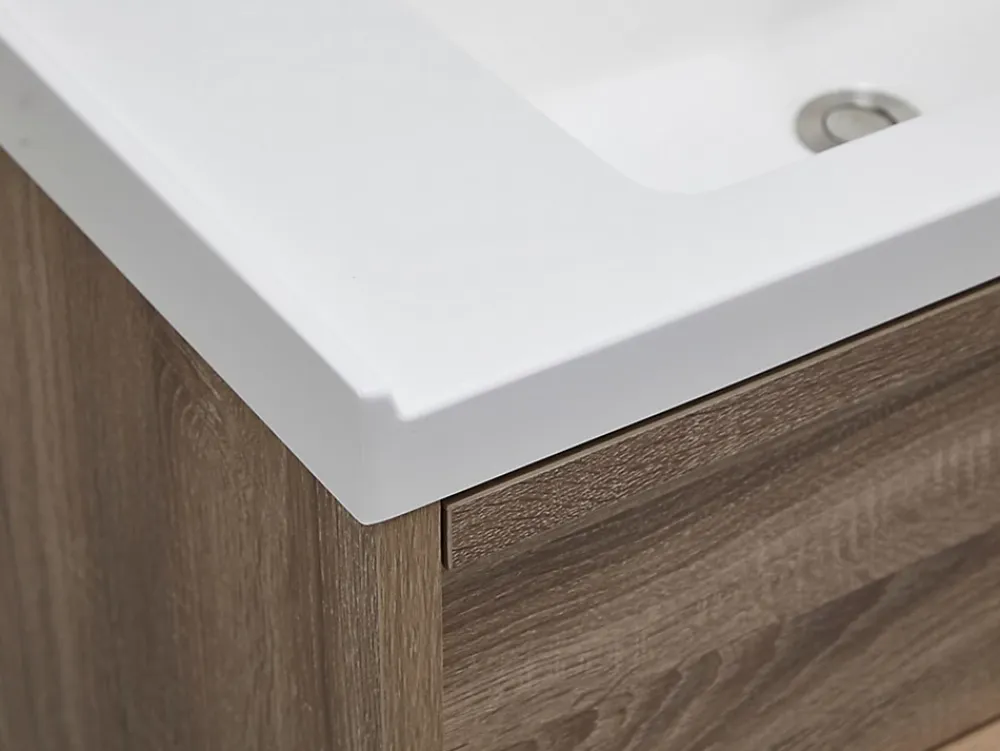 Vente-unique Meuble de salle de bain suspendu avec vasque à encastrer - Coloris naturel clair - 120 cm - QUADRA