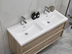 Vente-unique Meuble de salle de bain suspendu avec vasque à encastrer - Coloris naturel clair - 120 cm - QUADRA