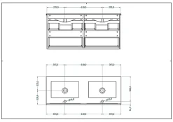 T-Bath Meuble de salle de bain TAWA 4 tiroirs 120 cm chêne et blanc Inclus lavabo acrylique et miroir