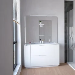 Ensemble Meuble De Salle De Bains|Meuble Vasque|Ondee Meuble de salle de bains à poser H.185 x l.120 cm, blanc, Palermo