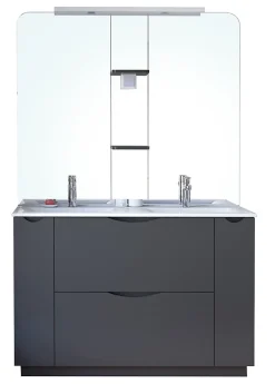 Ondee Meuble de salle de bains à poser H.185 x l.120 cm, anthracite, Palermo