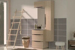 Meuble de salle de bains haut effet bois l.60 x H.30 x P.30 cm, Pamili