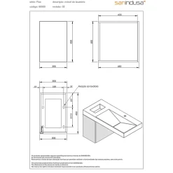 Sanindusa Meuble de salle de bains couleur chêne pour lavabo Flux (vasque et mitigeur non inclus)