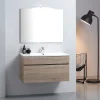 Ensemble Meuble De Salle De Bains|Kiamami Valentina Meuble De Salle De Bains Suspendu De 90 Cm En Chêne Naturel Avec Lavabo De La Série Sole