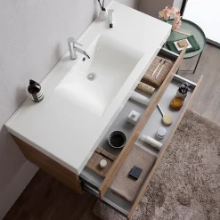 Ensemble Meuble De Salle De Bains|Kiamami Valentina Meuble De Salle De Bains Suspendu 120Cm Tiroirs Et Lavabo 1 Cuve Sans Miroir - Valentina