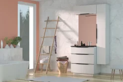 Armoire De Salle De Bains| Meuble de salle de bains haut blanc mat l.80 x H.30 x P.30 cm, Pamili