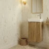 Lave-Mains|Top Bath Meuble de Salle de Bains avec vasque/lavabo Lave main à suspendre Ana 40 chêne