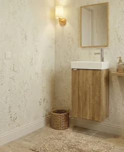 Lave-Mains|Top Bath Meuble de Salle de Bains avec vasque/lavabo Lave main à suspendre Ana 40 chêne