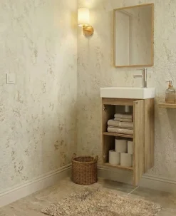 Lave-Mains|Top Bath Meuble de Salle de Bains avec vasque/lavabo Lave main à suspendre Ana 40 chêne