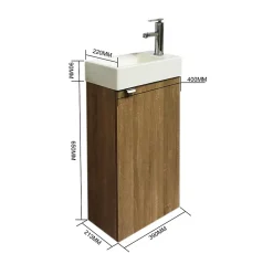 Lave-Mains|Top Bath Meuble de Salle de Bains avec vasque/lavabo Lave main à suspendre Ana 40 chêne