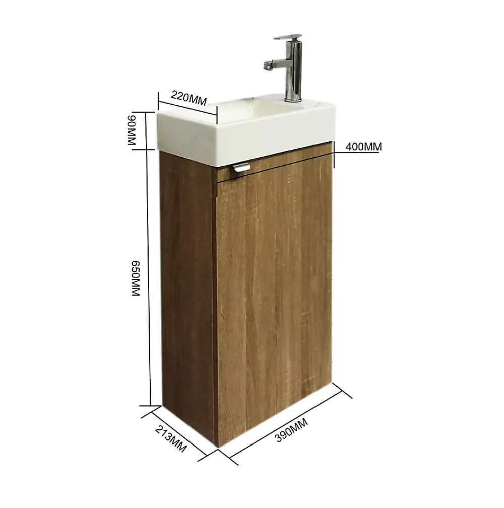 Lave-Mains|Top Bath Meuble de Salle de Bains avec vasque/lavabo Lave main à suspendre Ana 40 chêne