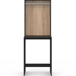 Armoire De Salle De Bains|IDMarket Meuble dessus machine à laver avec penderie WALLIS noir et bois façon hêtre