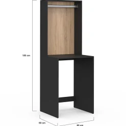 Armoire De Salle De Bains|IDMarket Meuble dessus machine à laver avec penderie WALLIS noir et bois façon hêtre