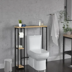 Meuble Wc|Meuble De Salle De Bains Faible Profondeur|IDMarket Meuble dessus WC avec placard DETROIT design industriel